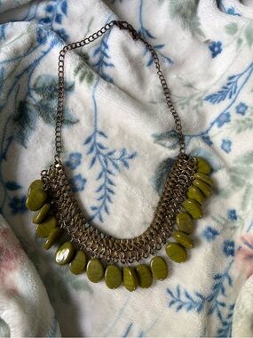 Olive Green Statement Bib Necklace - Women Jewelry